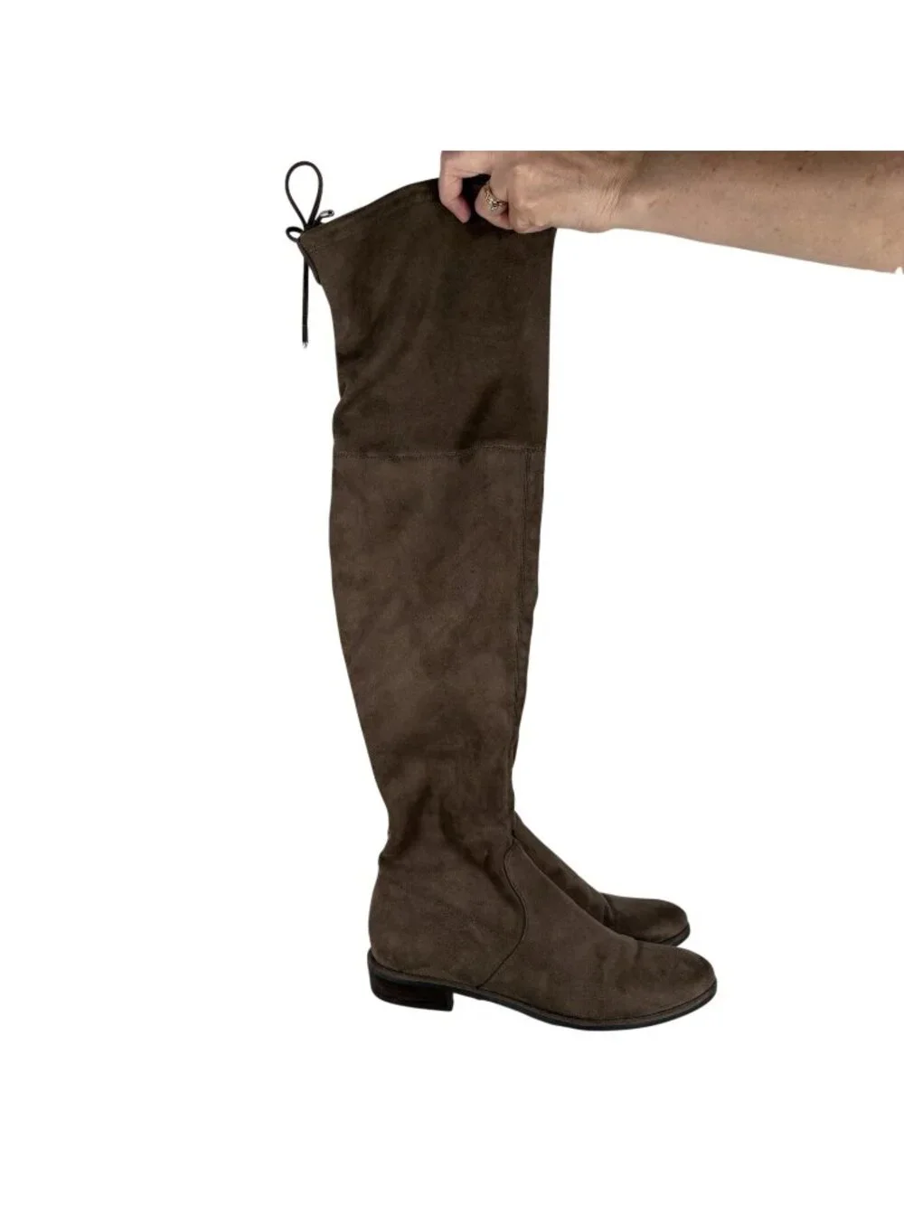 Marc Fisher Women Size 6.5M Taupe Faux Suede Humor 2 Over The Knee Boots